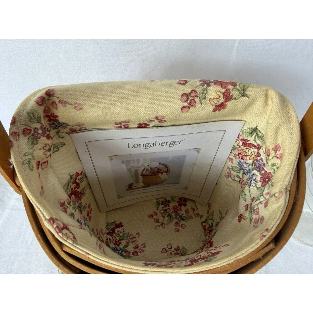 LONGABERGER 2001 Sweetheart Red Love Notes Basket W Liner Protector With Hook